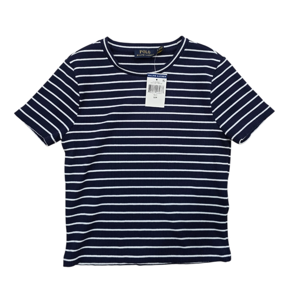 Polo Ralph Lauren Striped Rib-knit Cropped Striped Top Pullover - Picture 8 of 9